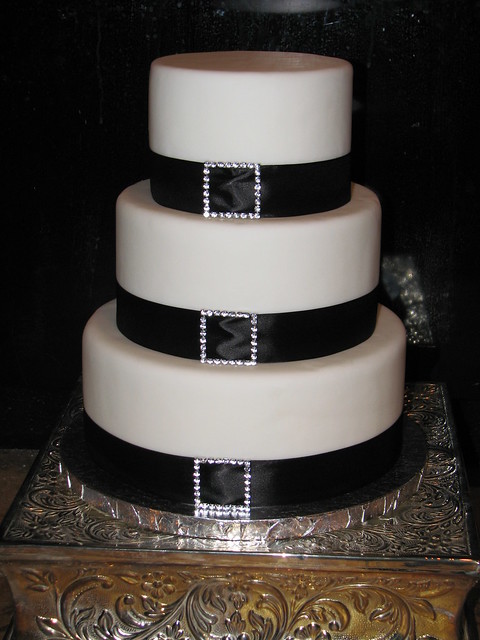 Black White Bling Wedding Cake