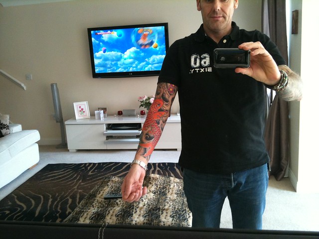 My new Koi Carp sleeve tattoo almost finished
