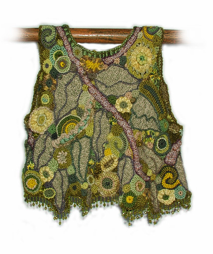 OOAK freeform crochet vest - Crystal Grove - back view