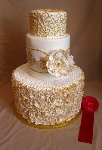 Gold and White Wedding Cake Won 2nd place in Tierd Cakes for Sweet Times in