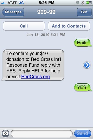 Haiti SMS American Red Cross Relief
