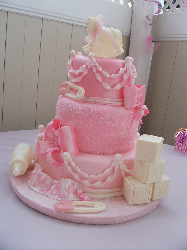 Shades or pink Baby shower cake By: Sue