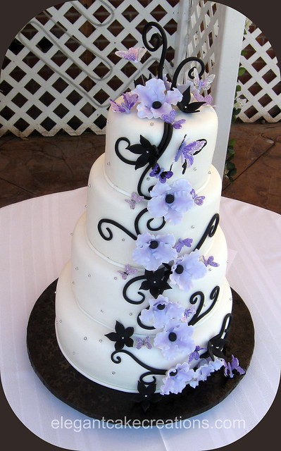Butterflies Wedding Cake Butterflies in shades of lilac black and silver 