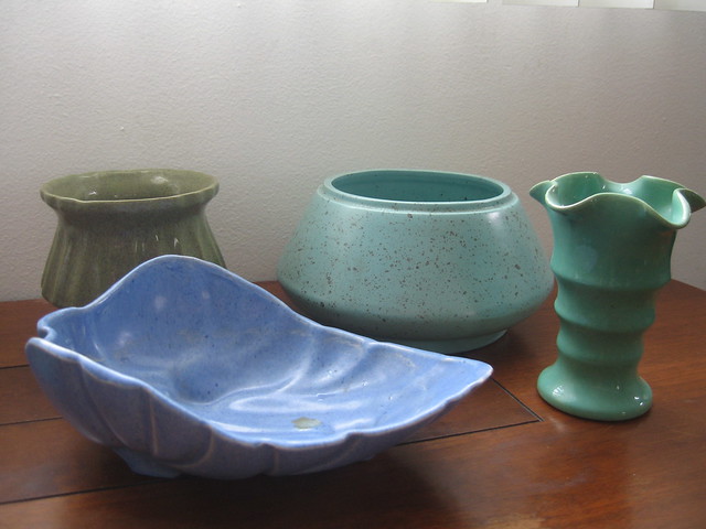 More pottery to be used for wedding centerpieces The blue leaf shaped dish 