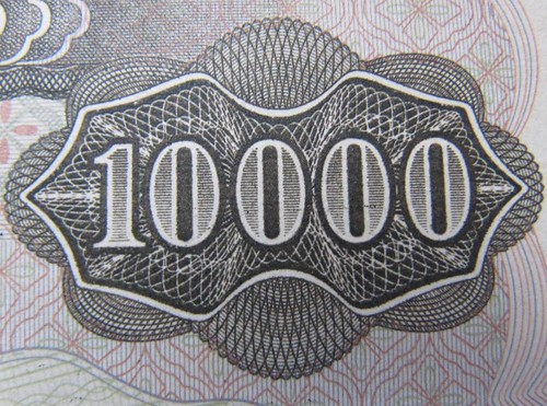 Large Japanese 10,000 Yen Note, Macro Photo
