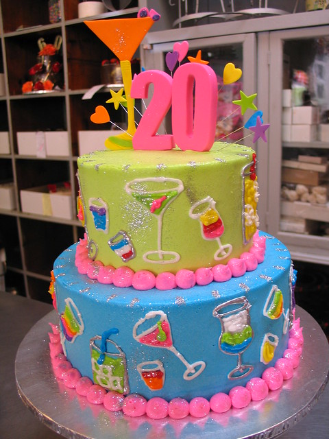 2 tier cocktails theme 21st birthday cake | Flickr - Photo Sharing!