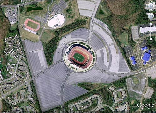 FedEx Field, where the Washington Redskins play (via Google Earth)