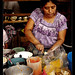 Woman selling tostadas on Market, Guatemala