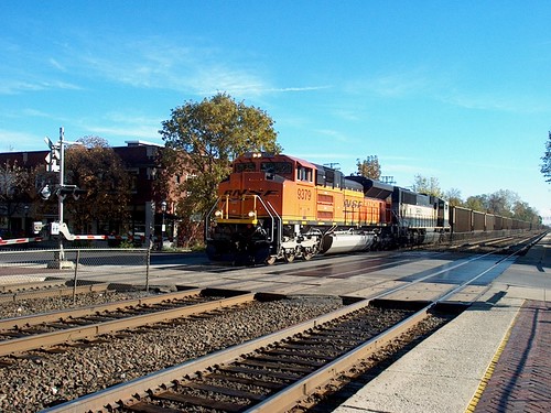 Westbound BNSF Railway unit coal train.  Riverside Illinois. October 2006. by Eddie from Chicago