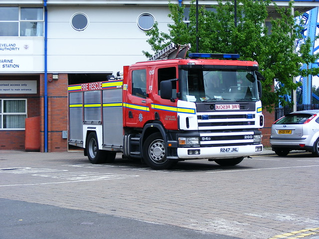 A very nice Scania fire engine parking in the fire station at Middlesbrough 