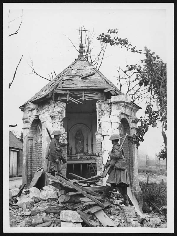 Shrine shattered by a German shell in the firing area