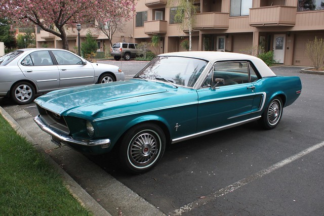 A green'68 Mustang I found while walking down the street