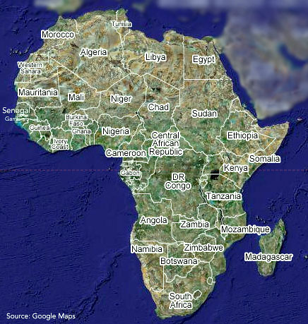 continent of africa, continent of Africa  / google maps by trudeau