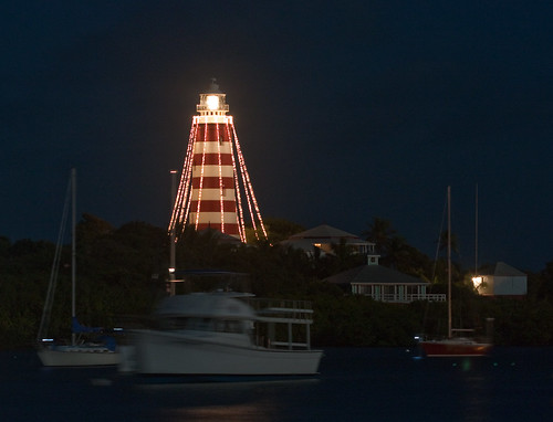 Hope Town Lighthouse with Christmas Lights