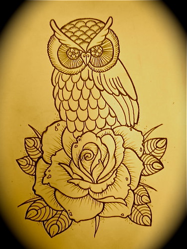 Owl and rose sketch 2010 owl sketch 2010