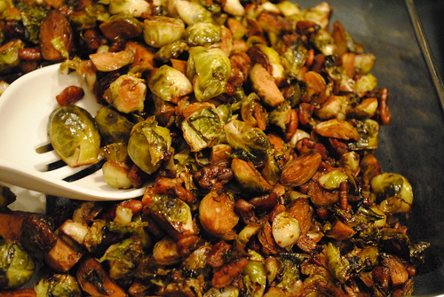 Pan Fried Brussel Sprouts with Balsamic and Pecans
