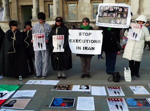 Weekly vigil in Trafalgar Square against human rights violations and political executions in Iran.