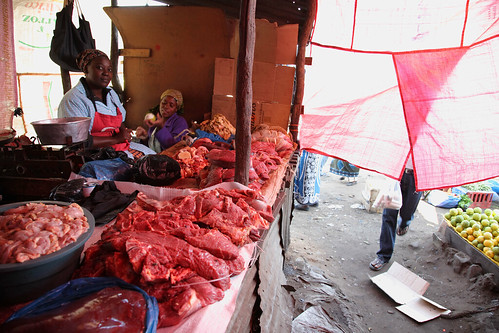 Beef and pork sellers in Maputo's traditional market