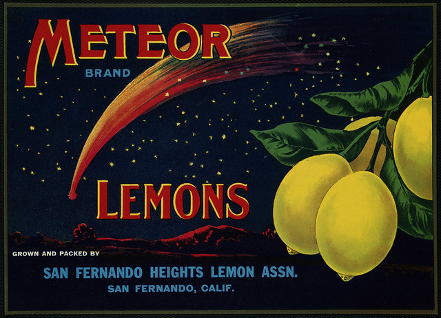 Meteor Lemons Brand: Grown and packed by San Fernando Heights Lemon Assn., San Fernando, Calif.