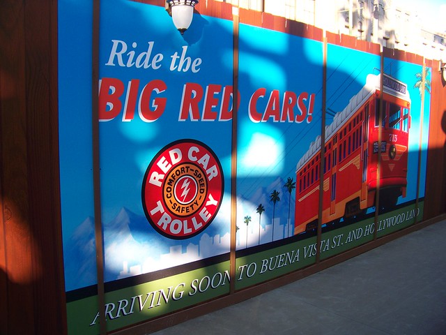 Red Car Trolley construction walls at Hollywood Pictures Backlot