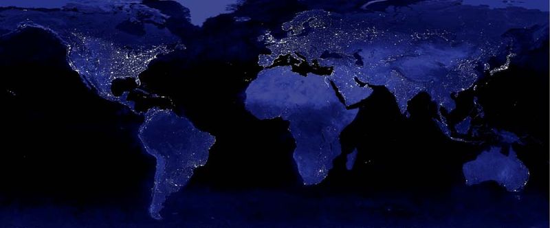 Urbanization: world night lights map