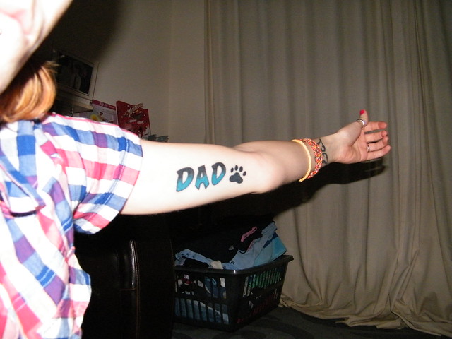 Dad tattoo upper inner arm it hurt like hell but was worth it