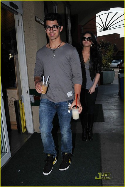 West Hollywood CA Joe Jonas and Demi Lovato couldn't keep there hands off 