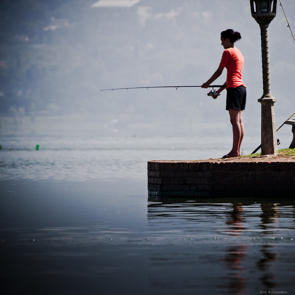 A Girl. Fishing.