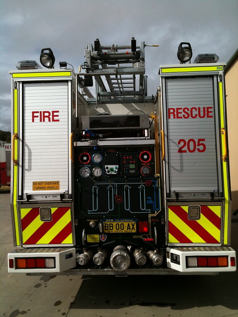 The rear of the Scania Fire Appliance based in Armidale Nsw Australia