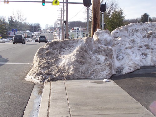Snow piles blocking a crosswalk, York Road, Baltimore County