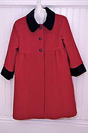red wool coat buttoned S2534