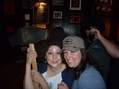 An afro'd Suzy Woods and Wendy, from Dogfsh Head, with the Hammer