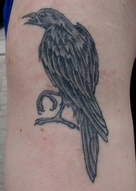 Stormraven's raven tattoo work by Woodys tattoo studio in High Wycombe 