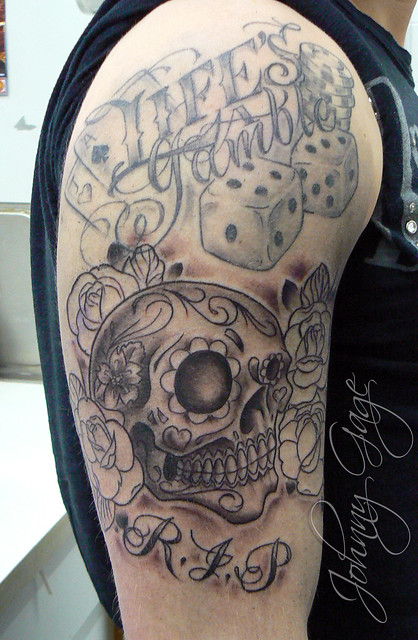 candy skull tattoo Tattooed by Johnny at The Tattoo Studio