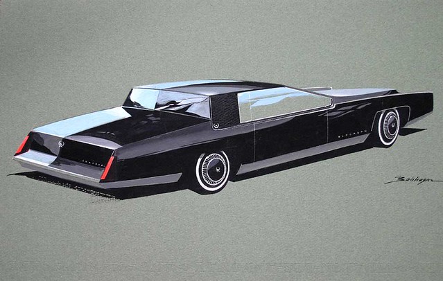Late 1970s Cadillac Eldorado Rendering The wedge was very in