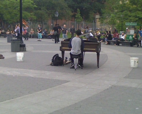 random pianist in Washington Square Park