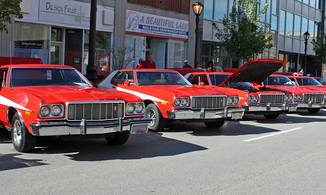 A few of the 1000 replicas of the Starsky Hutch cars built by Ford at 