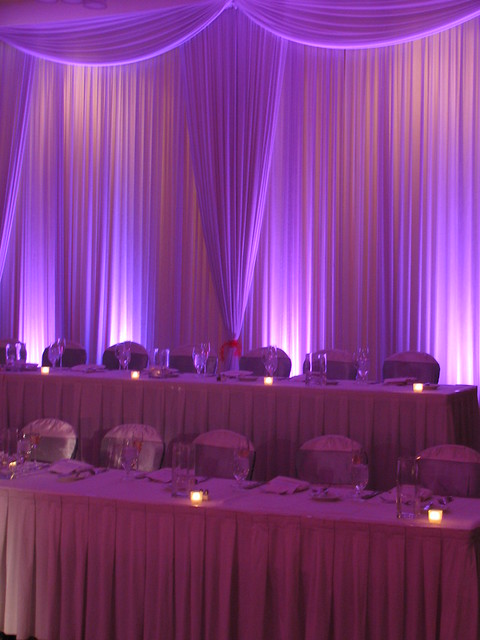 Backdrop and uplighting at a Chicago wedding wwwmdmentertainmentcom