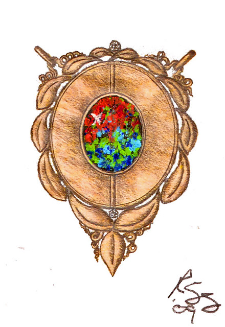 Design Sketch / Rendering for Black Opal Necklace / 1