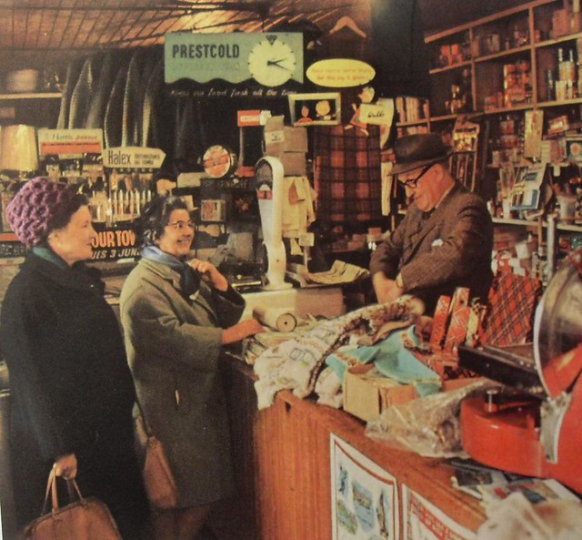 1960s England Older Women Shopping Shopkeeper Vintage Photo Store Interior