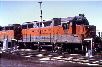 Western Pacific # 3009 at Stockton California in 1974. by Eddie from Chicago