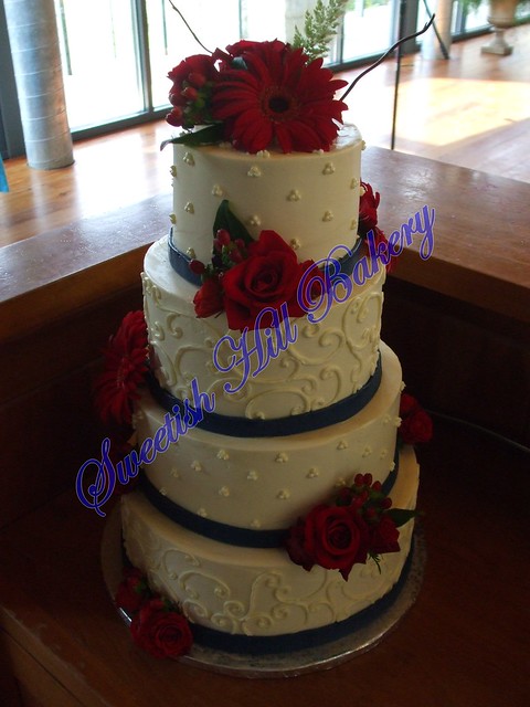 Navy and Red Wedding Cake