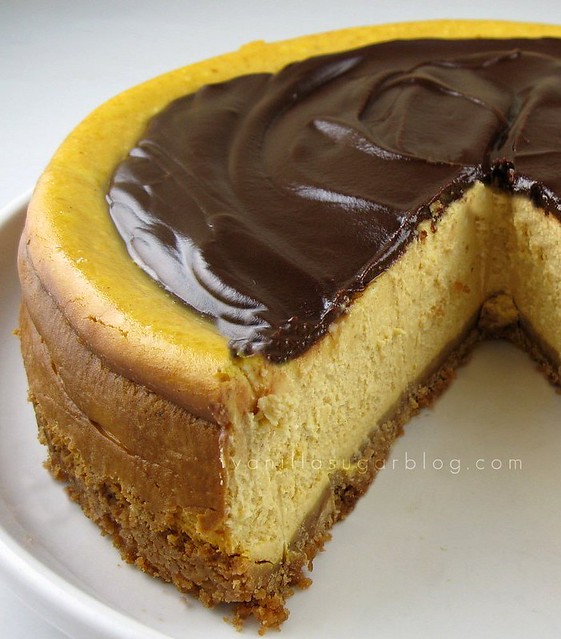 pumpkin cheesecake with chocolate-nutella ganache