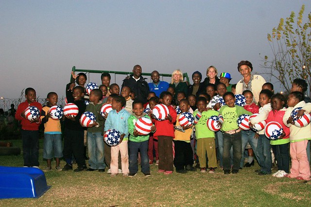 Dr Jill Biden and Liz Berry Gips With Mapetla Staff and Children