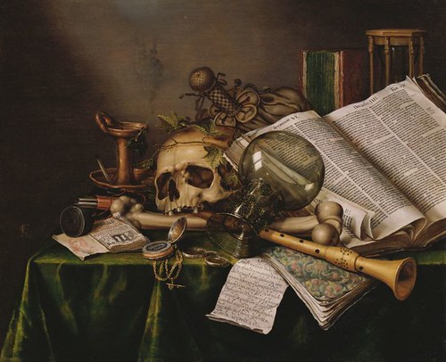 Collier, Edward (1640c.-1710) - 1663 Vanitas - Still Life with Books and Manuscripts and a Skull (National Museum of Western Art, Tokyo) by RasMarley