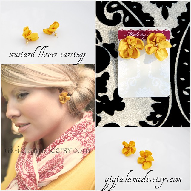 mustard flower earrings
