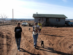 Navajo Calendar Girls on Typical Rural House On Navajo Reservation