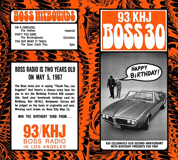 1967 Apr 26 - Issue #95 - The Birthday Firebird promotion begins as KHJ prepares to celebrate its second anniversary as Boss Radio.