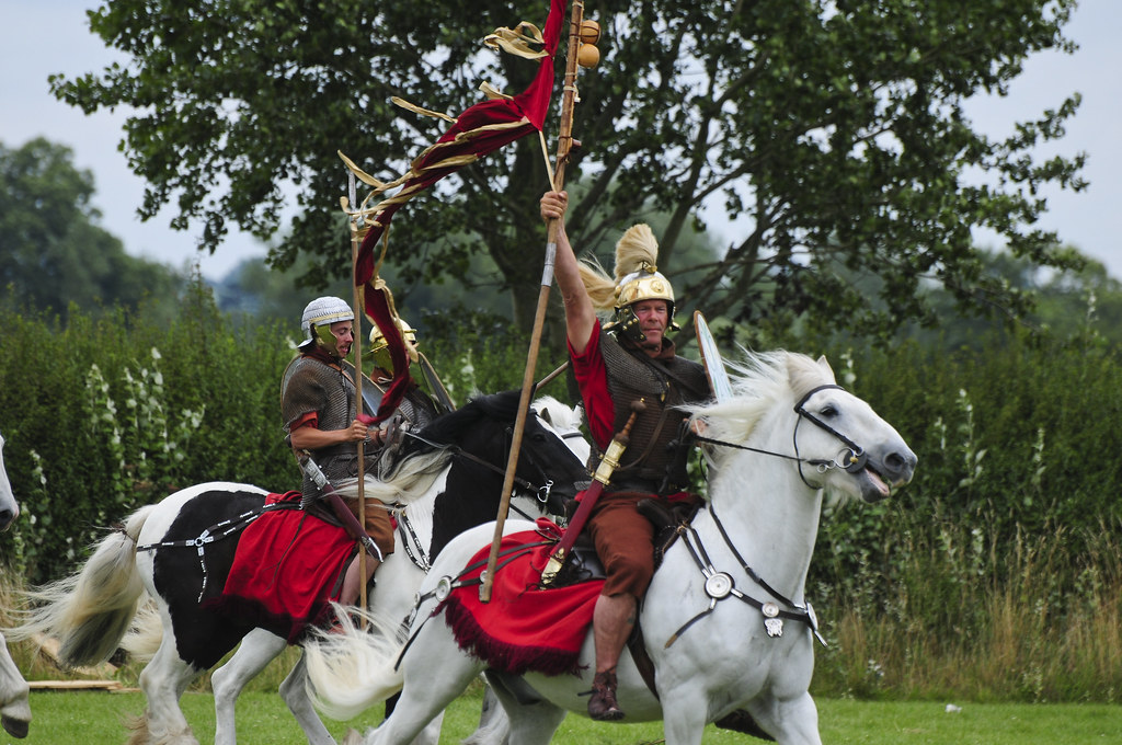 Mounted Romans Warrior Soldiers, Roman Army on Horseback, Ermine Street Guard at Kelmarsh