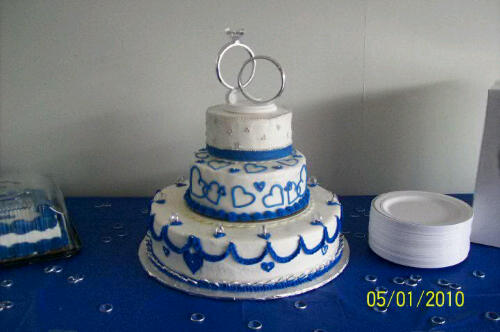 Blue and Silver ring and heart wedding cake Wedding cake